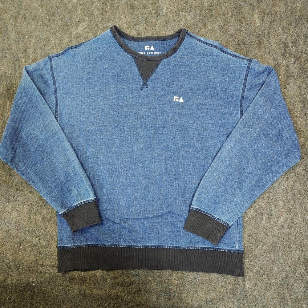Free Assembly Blue Crewneck Sweatshirt XL 14/16 Cotton Pullover Loungewear